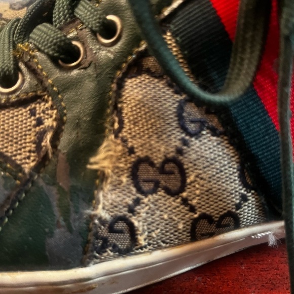 GUCCI MONOGRAM HI COATED CANVAS SNEAKERS PRINTED GG Sz 9 Men FLAWS DIY DIY main image 6